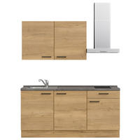 KUHINJSKI BLOK BREZ APARATOV - črna/barve hrasta, Moderno, kovina/leseni material (180cm) - Celina Home