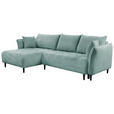 ECKSOFA  in Chenille Mintgrün  - Schwarz/Mintgrün, KONVENTIONELL, Holz/Textil (160/290cm) - Carryhome