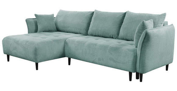 ECKSOFA  in Chenille Mintgrün  - Schwarz/Mintgrün, KONVENTIONELL, Holz/Textil (160/290cm) - Carryhome