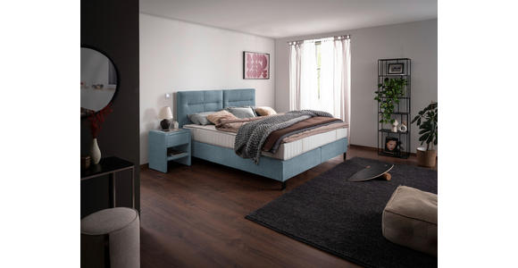 BOXSPRINGBETT 200/220 cm  in Blaugrau  - Blaugrau/Schwarz, KONVENTIONELL, Textil/Metall (200/220cm) - Esposa