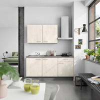 KÜCHENBLOCK Riva 180 cm  in Weiß, Schieferfarben  - Schieferfarben/Edelstahlfarben, MODERN, Holzwerkstoff/Metall (180cm) - Nobilia
