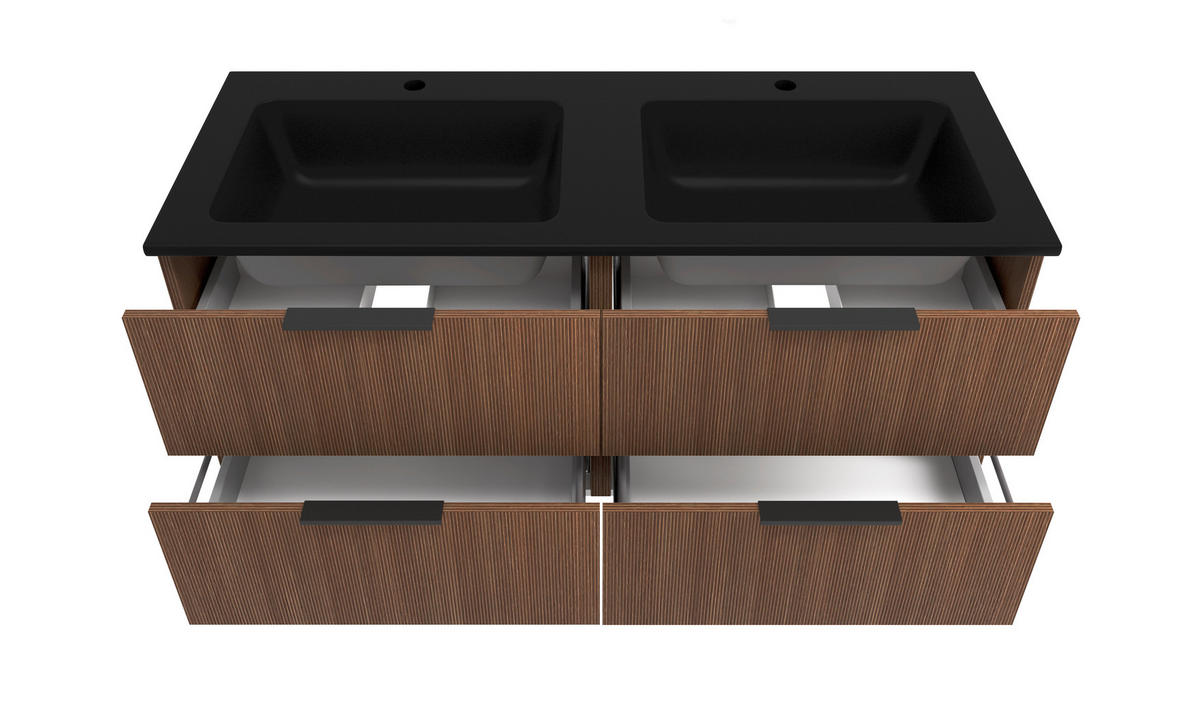 BADEZIMMER 3-teilig  in 120 cm  - Dunkelbraun/Schwarz, Natur, Glas/Holzwerkstoff (120cm) - Held