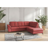 ECKSOFA in Echtleder Rot  244/212 cm  - Rot/Schwarz, MODERN, Leder/Metall (244/212cm) - Sit & More
