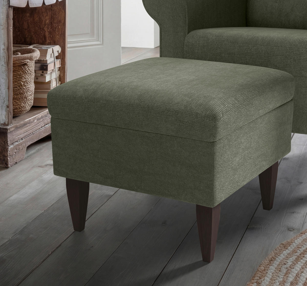 SESSELSET Chenille Dunkelgrün  - Wengefarben/Dunkelgrün, Konventionell, Holz/Textil (80/102/86cm) - Livetastic