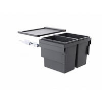 EINBAUABFALLSAMMLER 2 x 28 l  Kunststoff  - Dunkelgrau/Grau, Basics, Kunststoff (56,2-56,8/37-42,4/40cm) - HKT