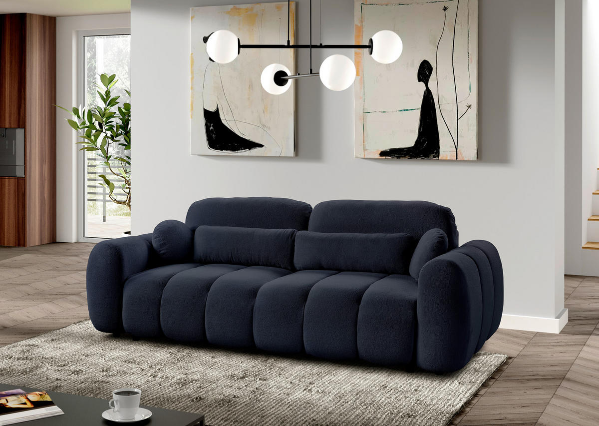SCHLAFSOFA  mit Webstoff Dunkelblau  - Schwarz/Dunkelblau, KONVENTIONELL, Kunststoff/Textil (262/93/117cm) - Carryhome