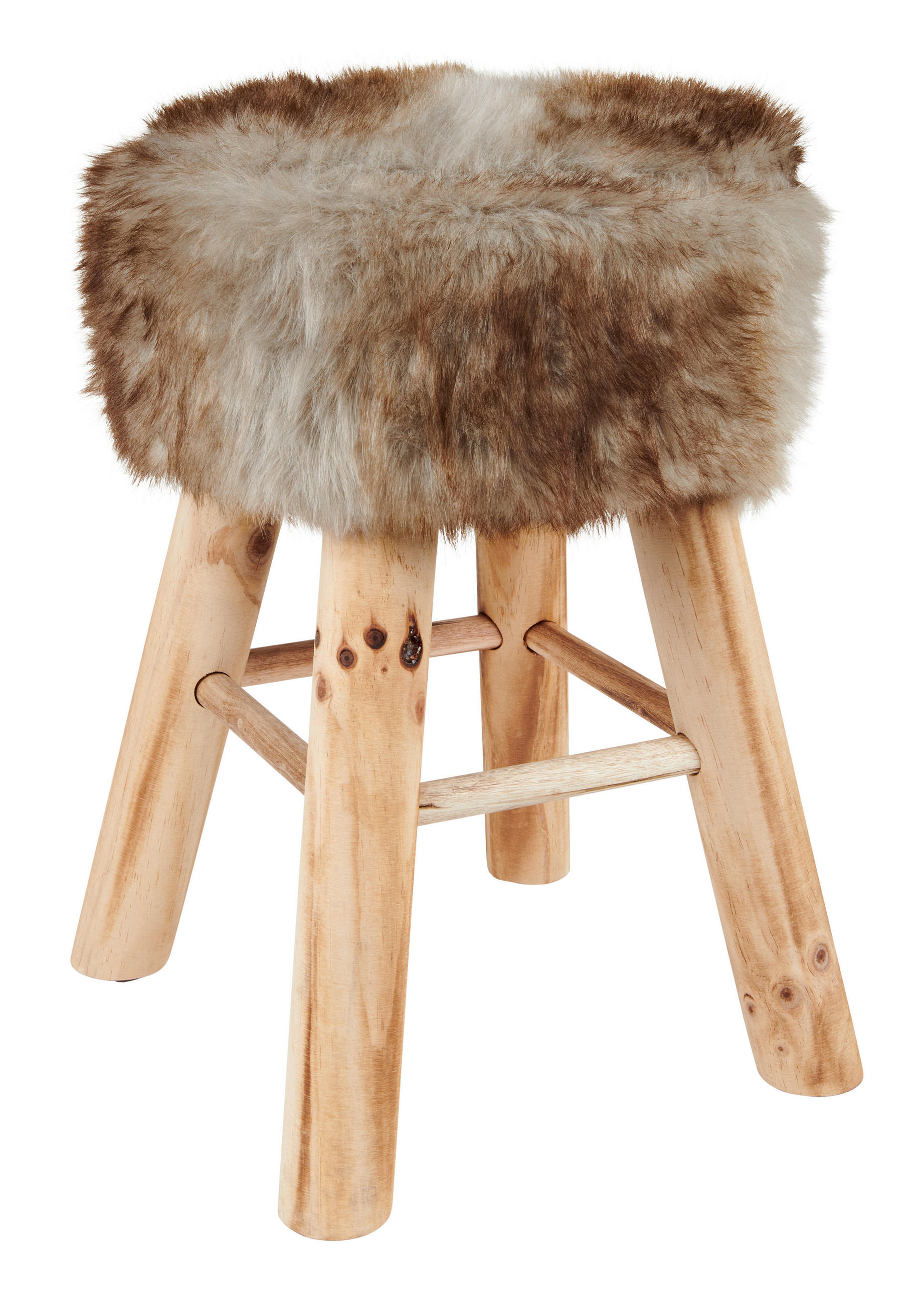 HOCKER in Holz, Textil, Holzwerkstoff Grau, Naturfarben  - Naturfarben/Grau, Natur, Holz/Holzwerkstoff (28/42cm) - Ambia Home