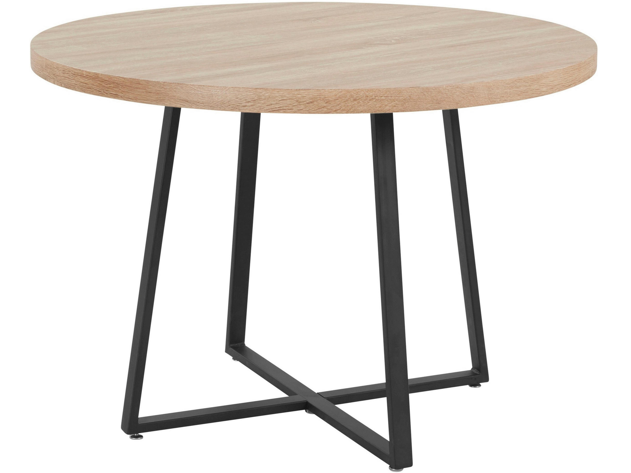 ESSTISCH 110/110/76 cm Nachbildung  Metall, Holzwerkstoff gastro- und objekttauglich rund Naturfarben  - Schwarz/Naturfarben, MODERN, Holzwerkstoff/Metall (110/110/76cm) - MID.YOU
