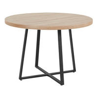 ESSTISCH 110/110/76 cm Nachbildung  Metall, Holzwerkstoff gastro- und objekttauglich rund Naturfarben  - Schwarz/Naturfarben, MODERN, Holzwerkstoff/Metall (110/110/76cm) - MID.YOU
