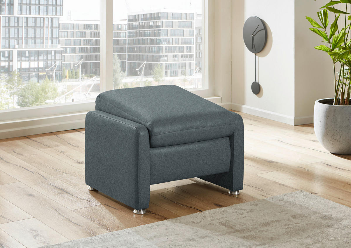 HOCKER Textil Grau  - Alufarben/Grau, Konventionell, Textil/Metall (67/44/58cm) - Beldomo Comfort