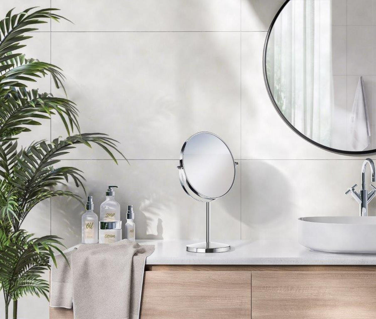 OGLEDALO ZA LIČENJE - barve kroma, Konvencionalno, umetna masa/steklo (20/33/20cm) - Smedbo