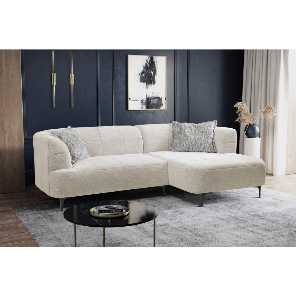 Thumbnail - Mid.you Ecksofa, Creme, Textil, 3-Sitzer, Füllung: Polyurethan (Pur), Ottomane rechts, L-Form, 247x158 cm, Made in EU, W...