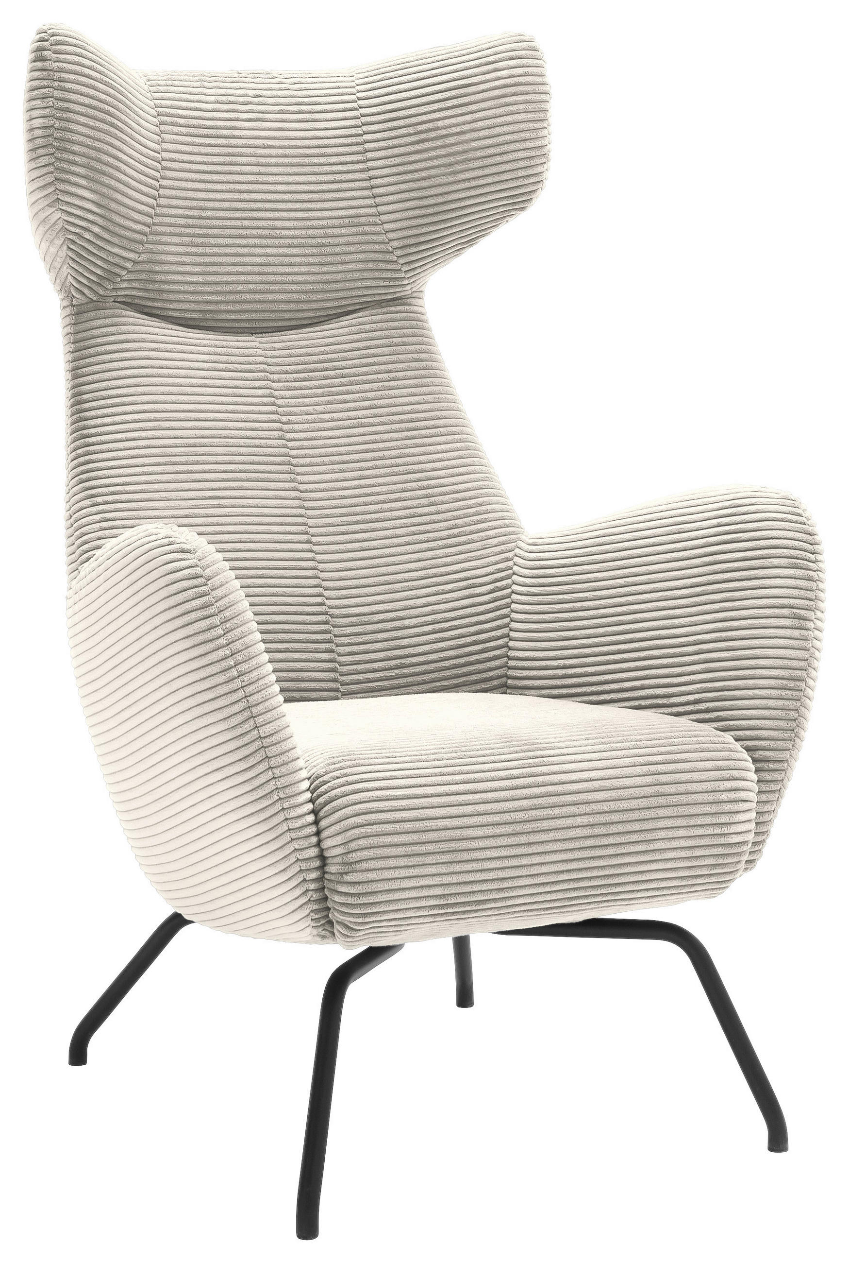 OHRENSESSEL Cord Weiß    - Schwarz/Weiß, Design, Textil/Metall (79/117/82cm) - Pure Home Lifestyle