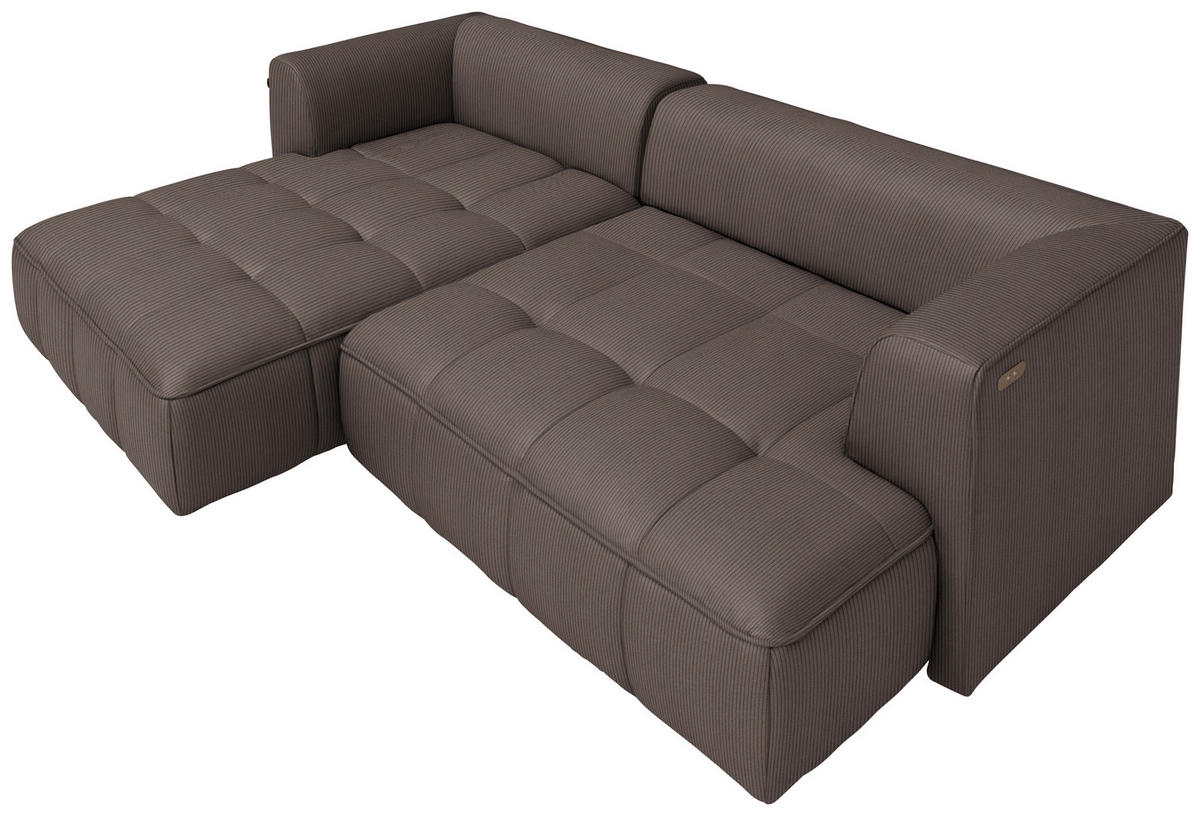 ECKSOFA  in Feincord Dunkelbraun  188/288 cm  - Dunkelbraun/Schwarz, Design, Kunststoff/Textil (188/288cm) - Welnova