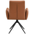 ARMLEHNSTUHL  Sitzfläche 360° drehbar, automatische Rückholfunktion  Echtleder  - Cognac/Schwarz, Trend, Leder/Metall (63/89/62cm) - Novel