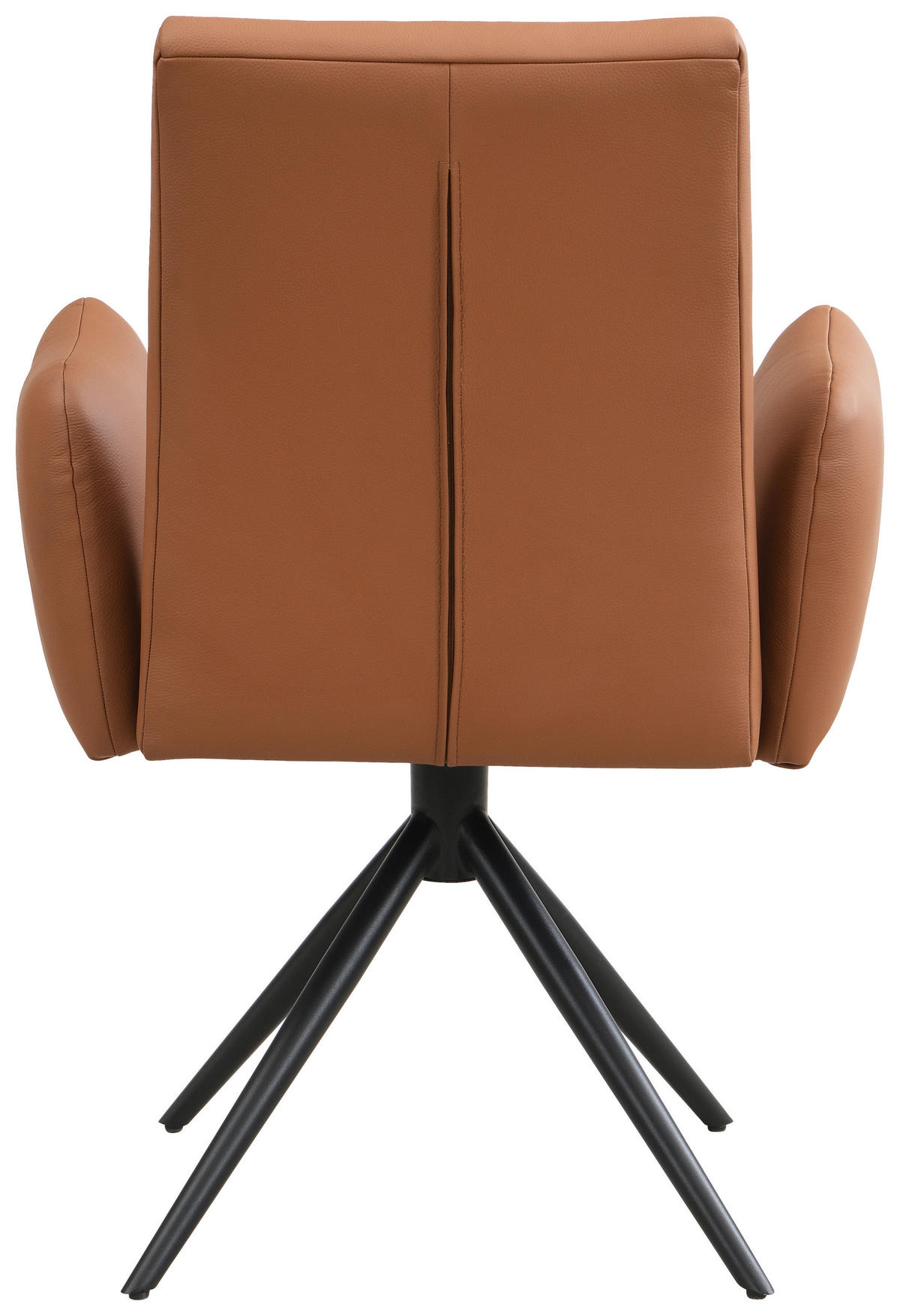 ARMLEHNSTUHL  Sitzfläche 360° drehbar, automatische Rückholfunktion  Echtleder  - Cognac/Schwarz, Trend, Leder/Metall (63/89/62cm) - Novel