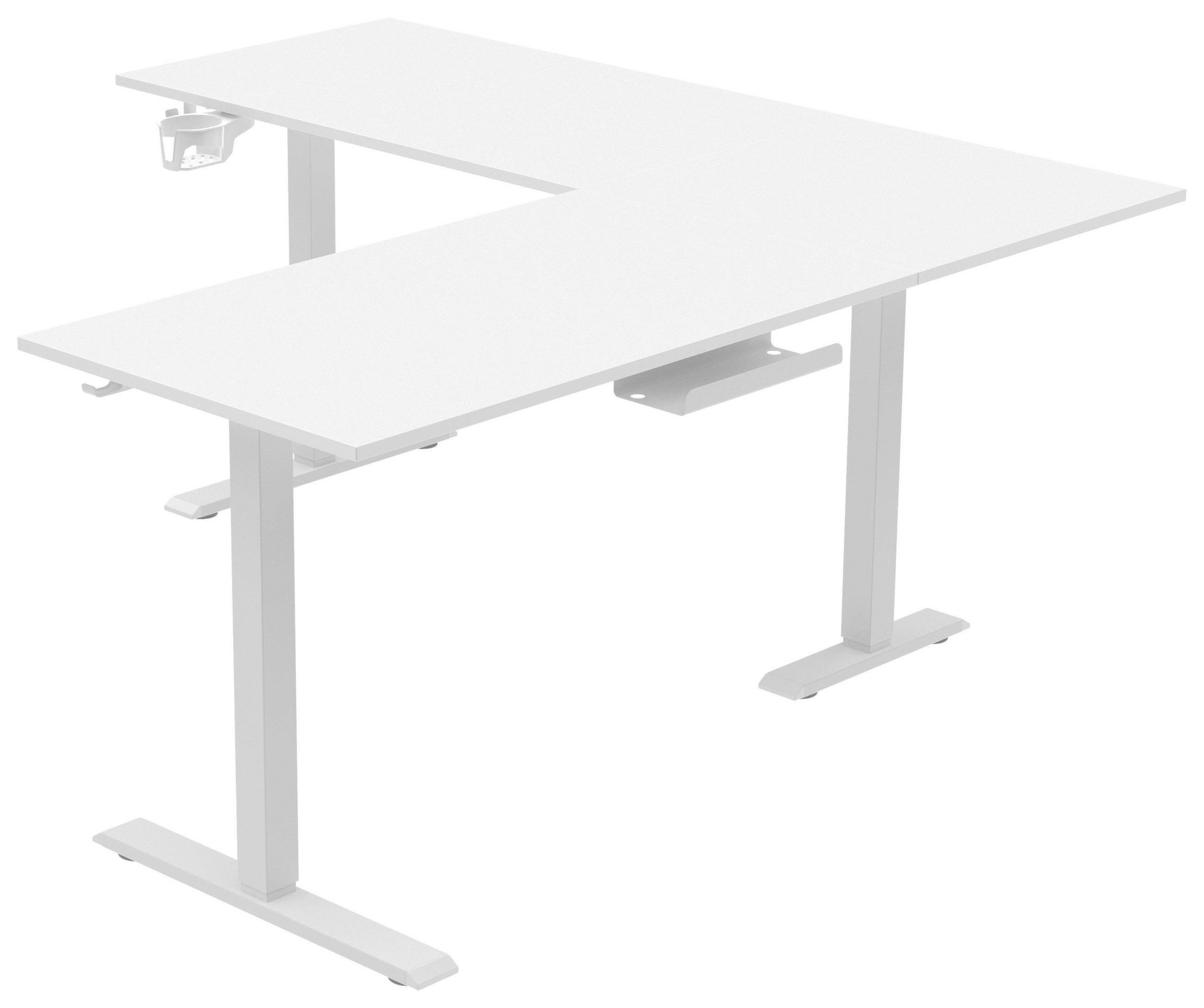 ECKSCHREIBTISCH 160/160/72-117 cm  in Weiß  - Weiß, KONVENTIONELL, Holzwerkstoff/Kunststoff (160/160/72-117cm) - Carryhome