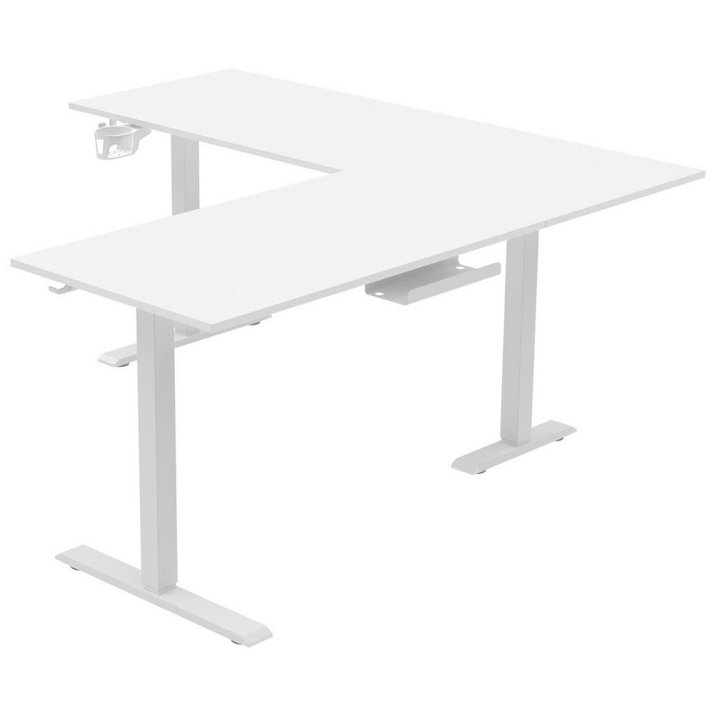Thumbnail - Carryhome Eckschreibtisch, Weiß, Metall, Kunststoff, Holzwerkstoff, rechteckig, eckig, Kufe, 160x72-117x160 cm, höhenver...
