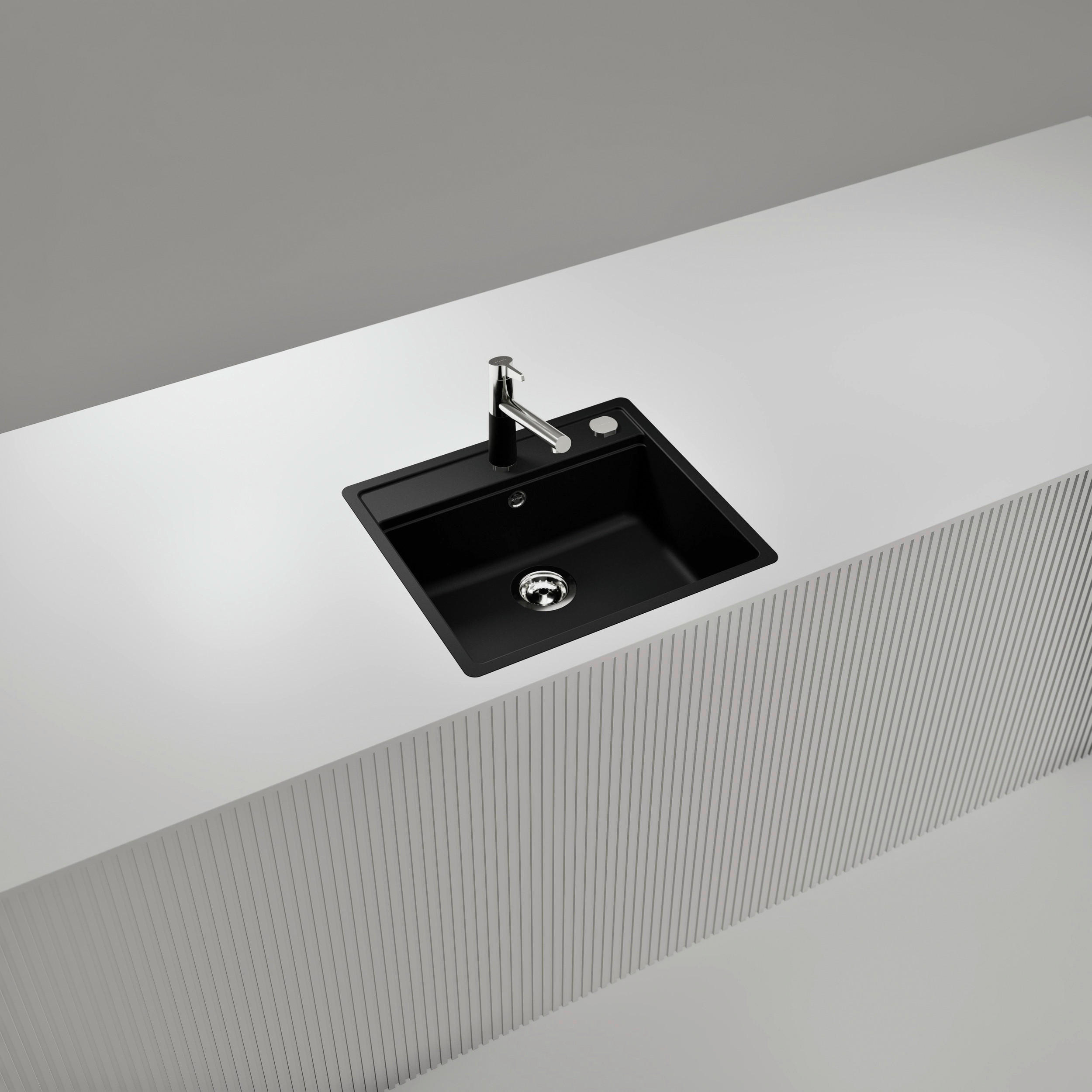SPÜLE MONN100FBPUR  - Schwarz, Basics, Stein (57/29/51cm) - Schock