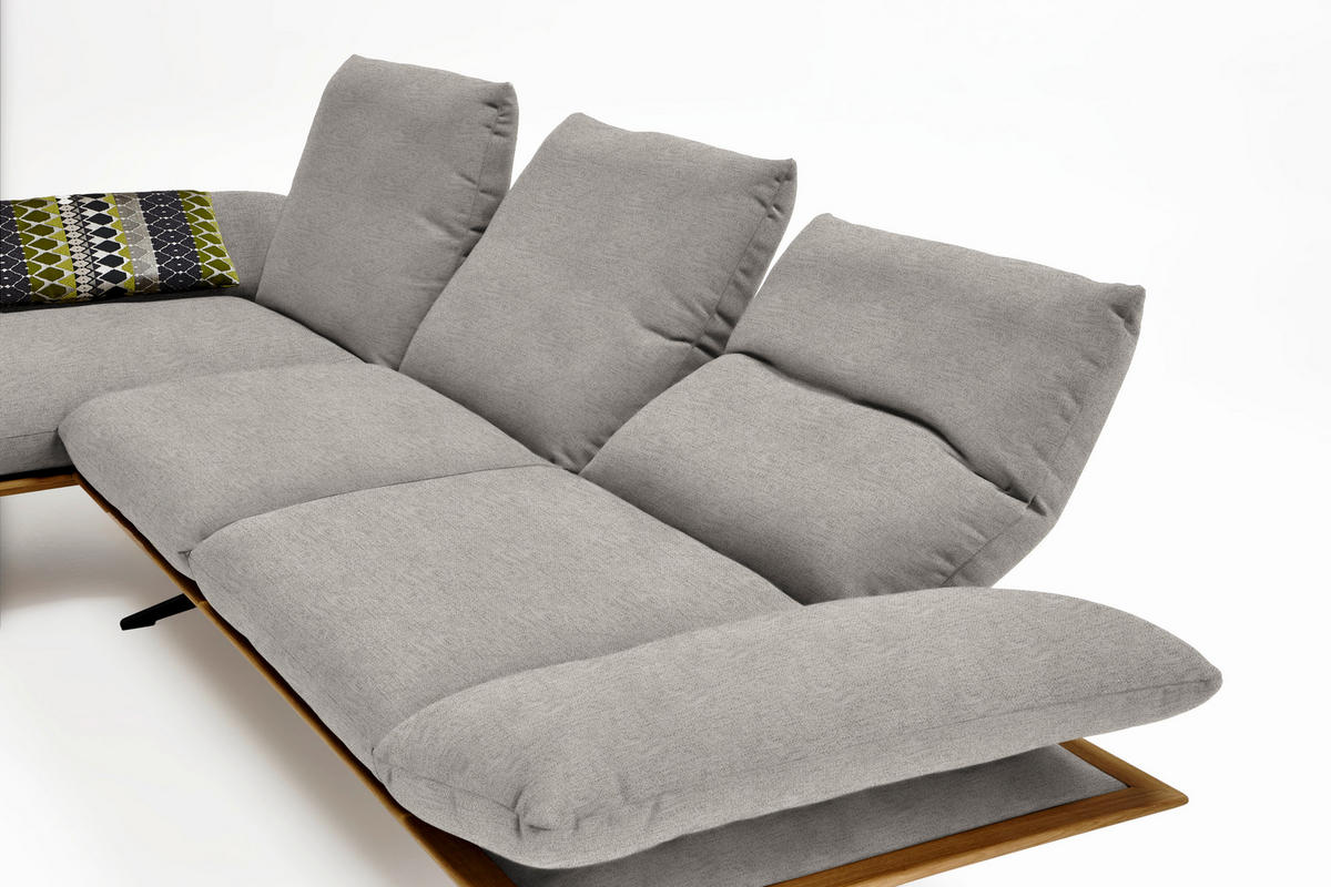 ECKSOFA in Flachgewebe Hellgrau  159/314 cm  - Hellgrau/Schwarz, Design, Holz/Textil (159/314cm) - Dieter Knoll