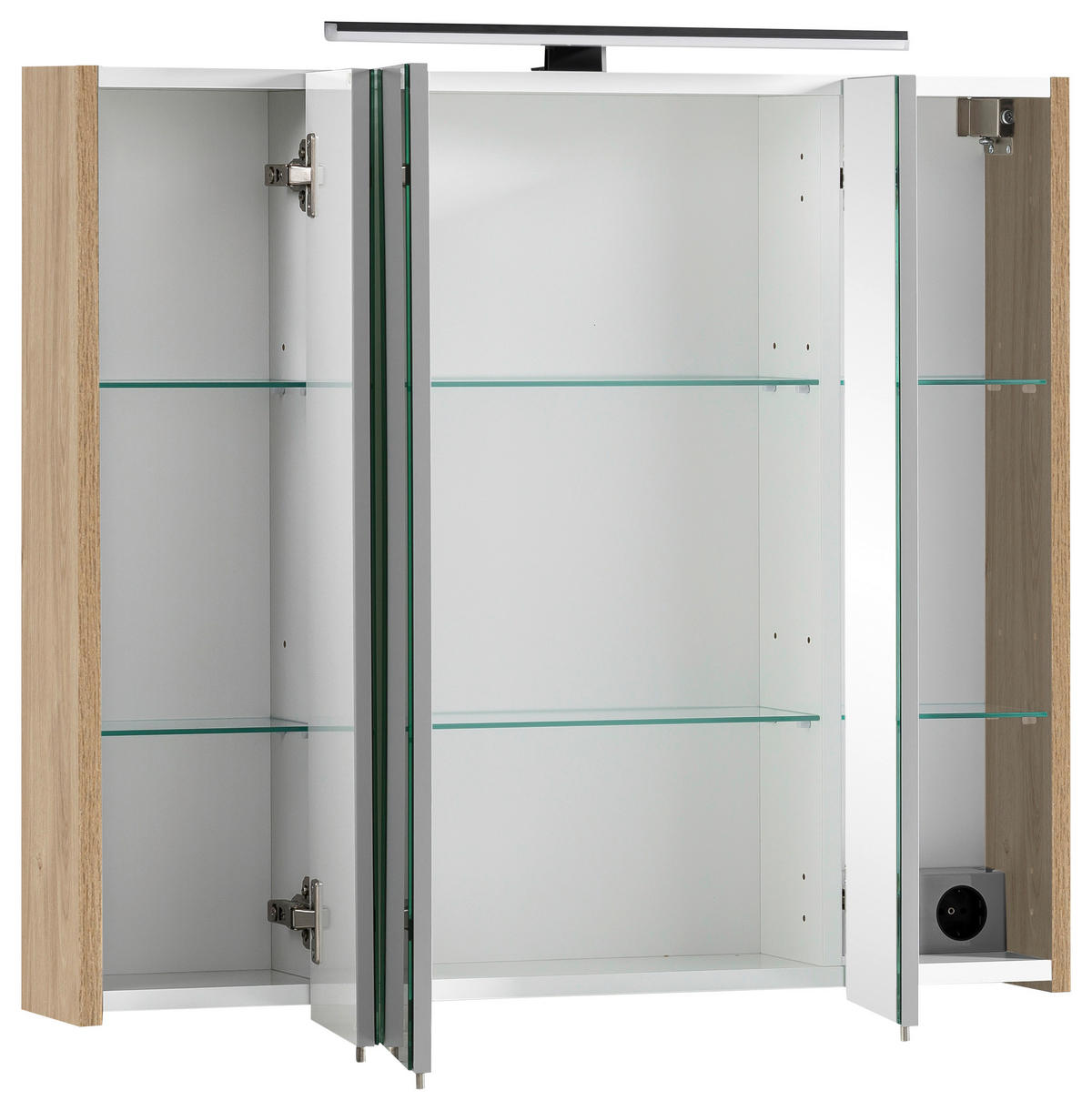 SPIEGELSCHRANK 80/74,4/16 cm  - Chromfarben/Eichefarben, MODERN, Glas/Holzwerkstoff (80/74,4/16cm) - Stylife