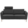2-SITZER-SOFA  in Echtleder Anthrazit   - Eichefarben/Anthrazit, Natur, Leder/Holz (207/86/87cm) - Valnatura