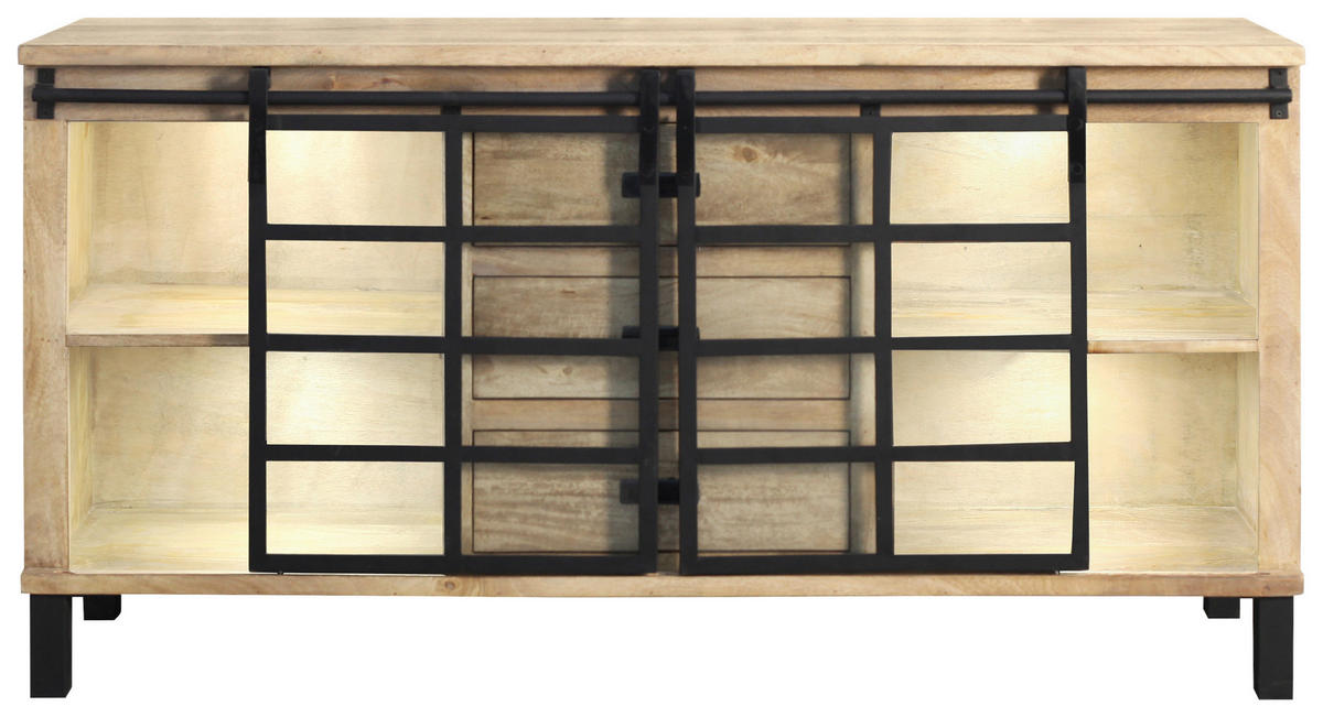 SIDEBOARD 175/90/42 cm  - Graubraun/Schwarz, LIFESTYLE, Glas/Holz (175/90/42cm) - Landscape