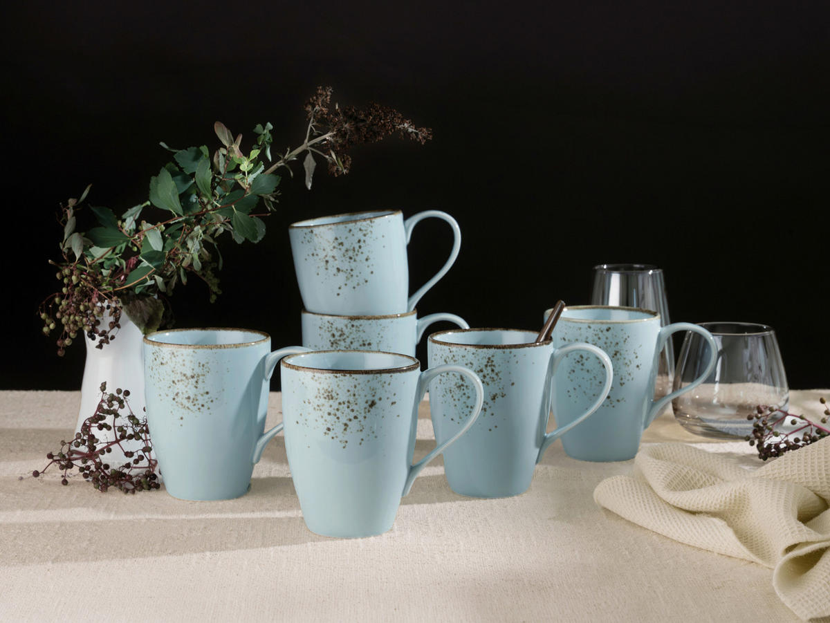 SET KAFFEMUGGAR 6 delar  - pastellblå, Trend, keramik (300ml) - Creatable