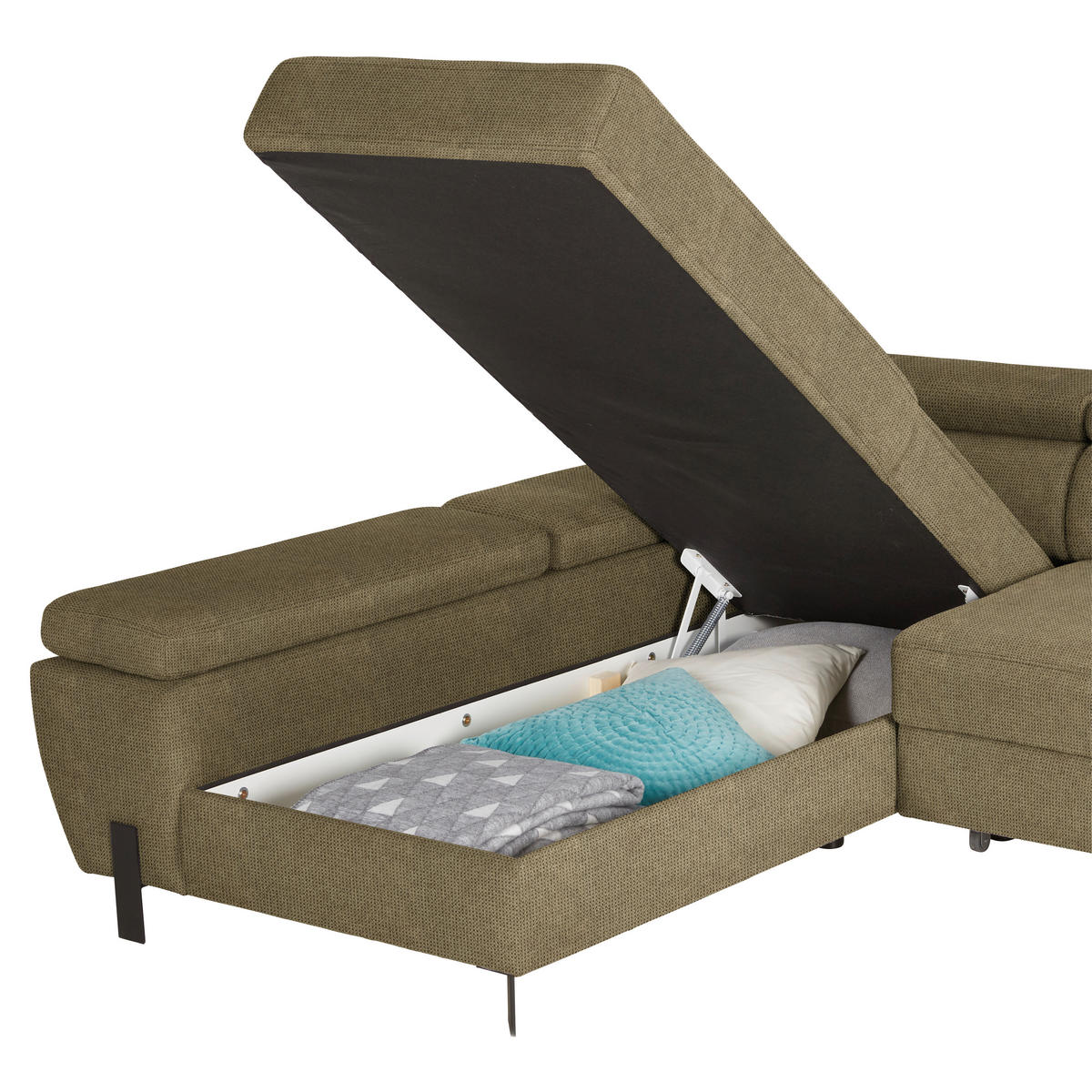 HÖRNSOFFA i vävt tyg olivgrön  - olivgrön/svart, Modern, metall/textil (93/75-90/277cm) - MID.YOU