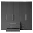 DREHTÜRENSCHRANK  in Anthrazit, Anthrazit Hochglanz  - Anthrazit/Anthrazit Hochglanz, KONVENTIONELL, Holzwerkstoff/Metall (244/218,6/59,4cm) - Xora