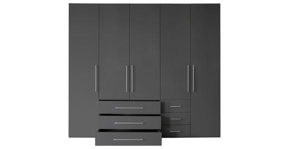 DREHTÜRENSCHRANK in Anthrazit, Anthrazit Hochglanz - Anthrazit/Anthrazit Hochglanz, KONVENTIONELL, Holzwerkstoff/Metall (244/218,6/59,4cm) - Xora