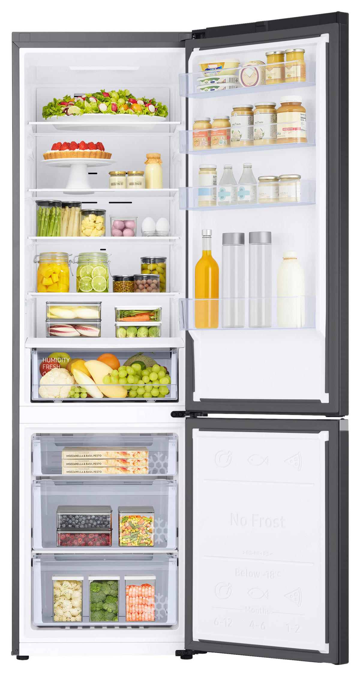 KÜHL-GEFRIER-KOMBINATION 59,5/203,0/65,8 cm  - Schwarz, Basics, Glas/Kunststoff (59,5/203,0/65,8cm) - Samsung