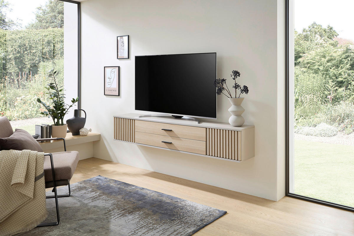 LOWBOARD  in 180/30/30 cm  - Kaschmir/Eichefarben, Design, Holzwerkstoff/Kunststoff (180/30/30cm) - Boxxx