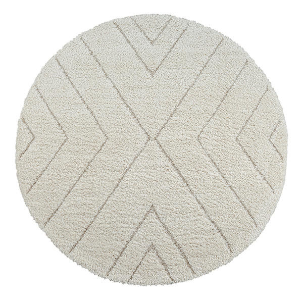 Webteppich (rund: ca. 120 cm) 120 cm Ideal Shaggy Creme  - Creme, KONVENTIONELL, Textil (120cm)