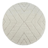 Webteppich (rund: ca. 120 cm) 120 cm Ideal Shaggy Creme  - Creme, KONVENTIONELL, Textil (120cm)