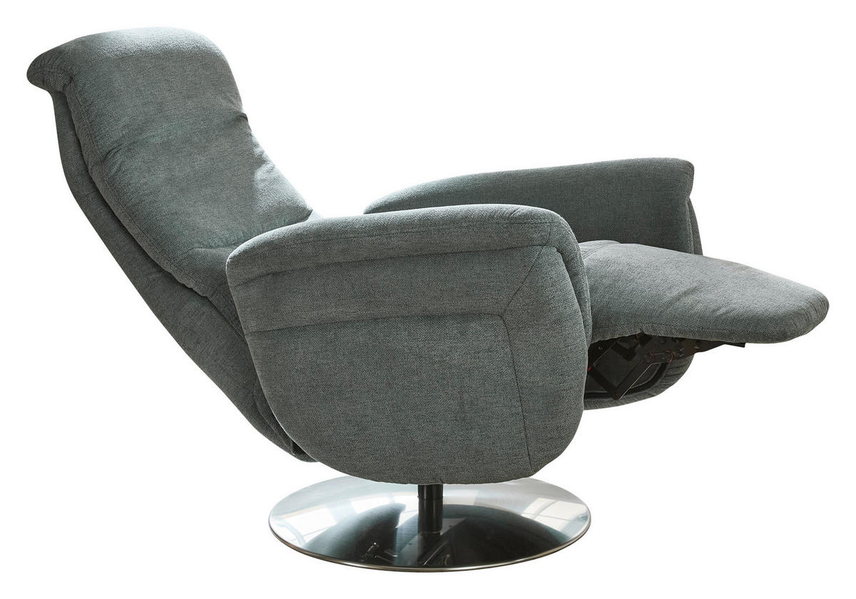 RELAXSESSEL Textil Blaugrau  - Edelstahlfarben/Blaugrau, Konventionell, Textil/Metall (79/112/94cm) - Beldomo Premium