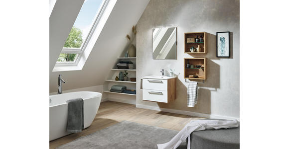 BADEZIMMER - Eichefarben/Weiß, Design, Glas/Holzwerkstoff (60cm) - Dieter Knoll