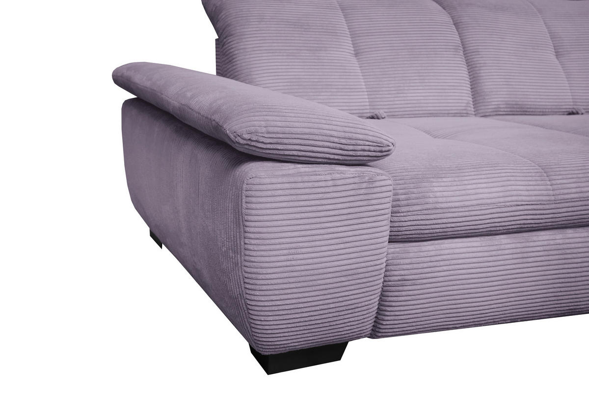 ECKSOFA in Cord Lila  - Lila/Schwarz, Design, Textil/Metall (313/242cm) - Xora