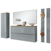 GARDEROBE 6-teilig  in 285/195/31 cm  - Grau, Design, Glas/Holz (285/195/31cm)