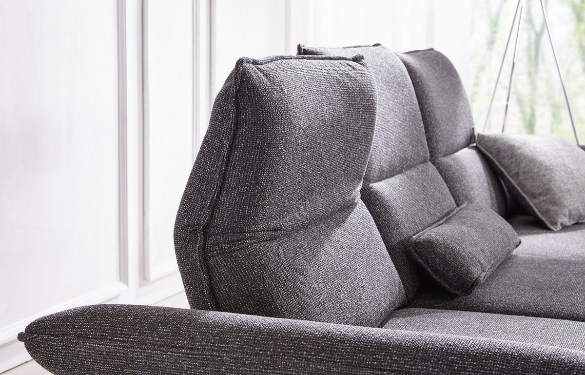 ECKSOFA in Webstoff Anthrazit  - Chromfarben/Anthrazit, Design, Textil/Metall (291/164cm) - Chilliano