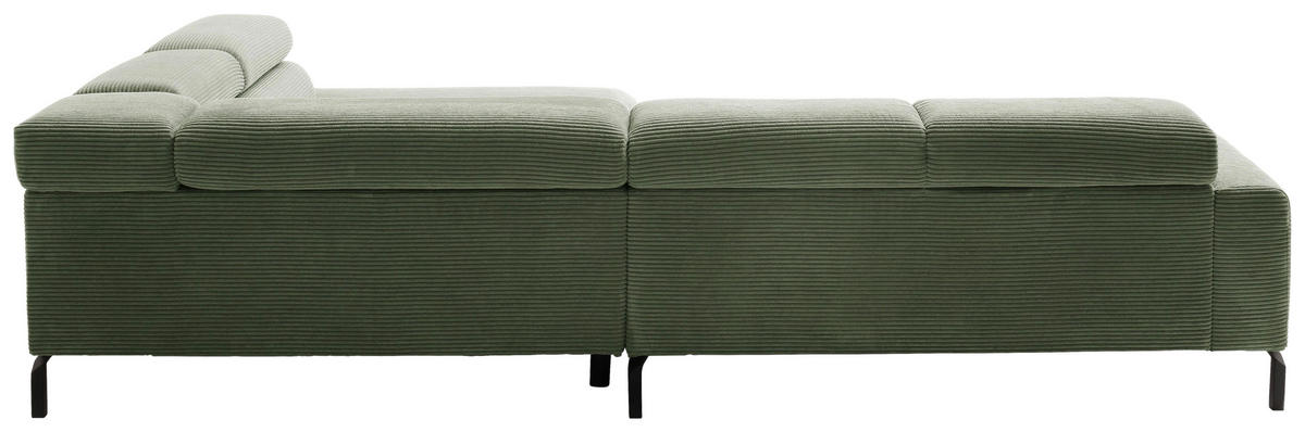 ECKSOFA inkl. Funktion in Cord Grün  - Schwarz/Grün, Modern, Textil/Metall (309/219cm) - Pure Home Lifestyle