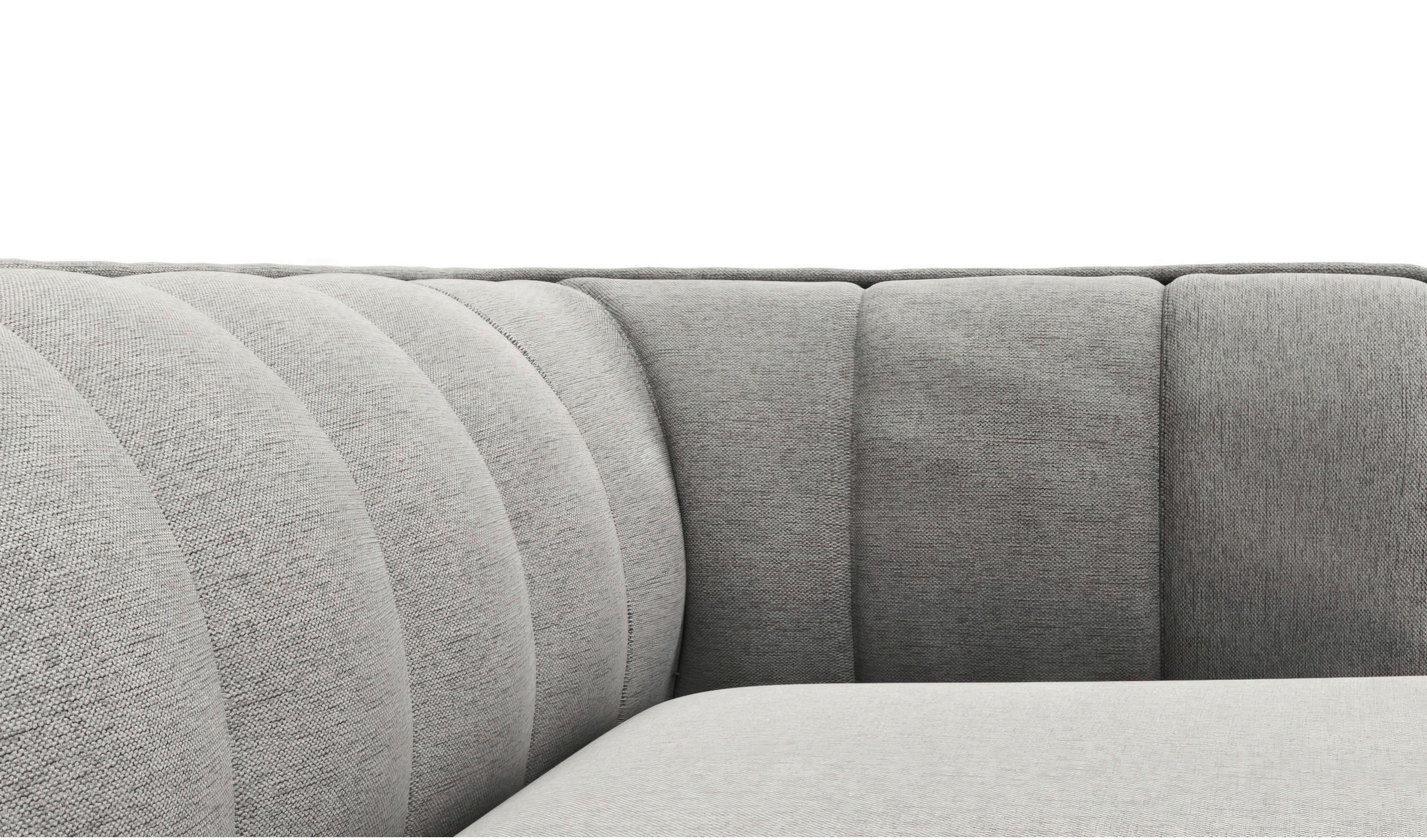 ECKSOFA Grau Chenille, Webstoff, Flachgewebe  - Schwarz/Grau, Design, Holz/Textil (211/149cm) - Livetastic