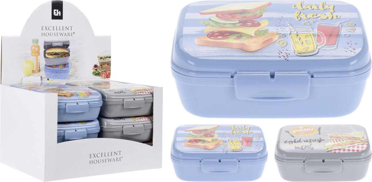 LUNCHBOX 1 l  - blå/grå, Basics, plast (16/12/7cm)