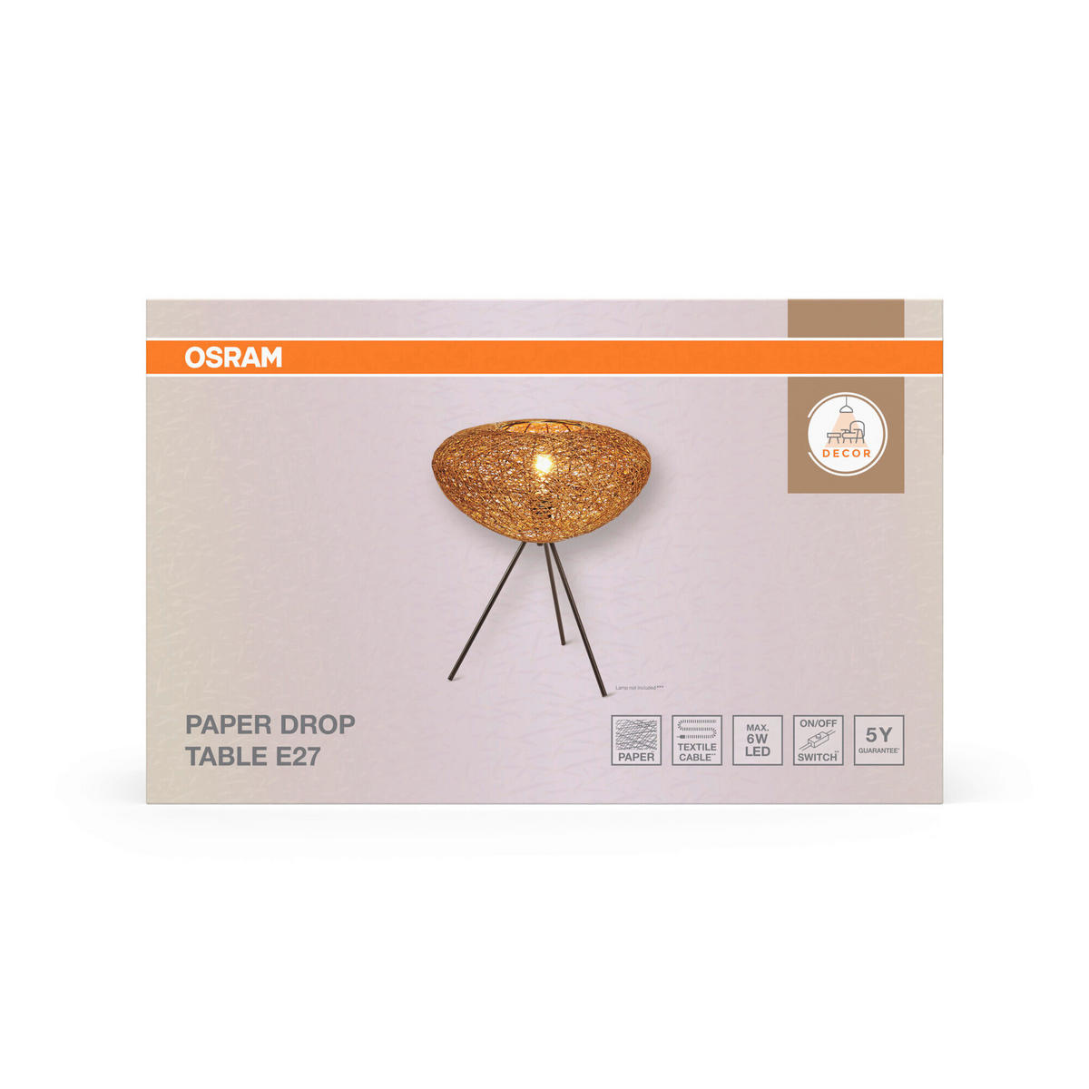 TISCHLEUCHTE 39.5/47.6 cm   - Beige, Natur, Papier/Metall (39.5/47.6cm) - Osram