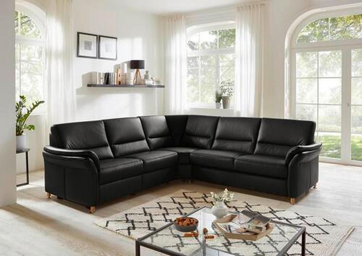 ECKSOFA in Echtleder Dunkelbraun  - Eichefarben/Dunkelbraun, Konventionell, Leder/Holz (262/262cm) - Beldomo Premium