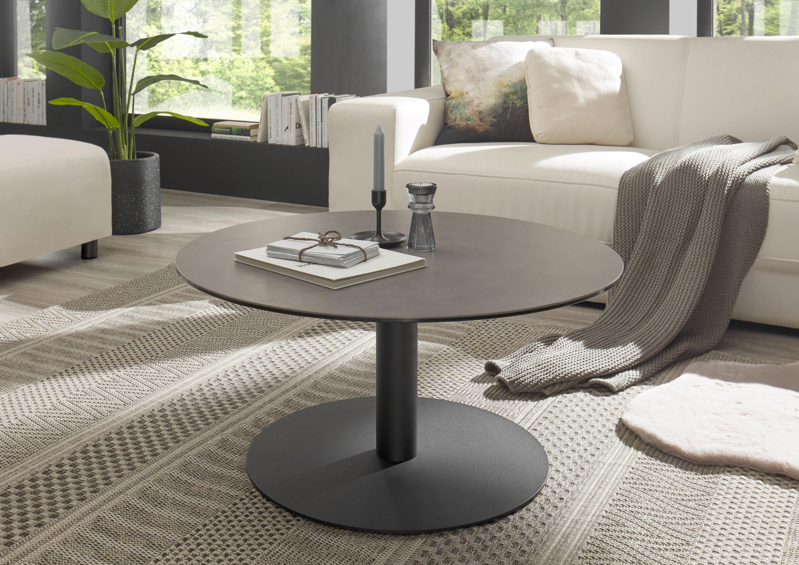 COUCHTISCH in Metall, Glas, Keramik 80/80/38 cm  - Anthrazit/Schwarz, Design, Glas/Keramik (80/80/38cm) - Boxxx