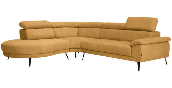 ECKSOFA in Velours Currygelb  - Currygelb/Schwarz, Design, Textil/Metall (264/299cm) - Novel