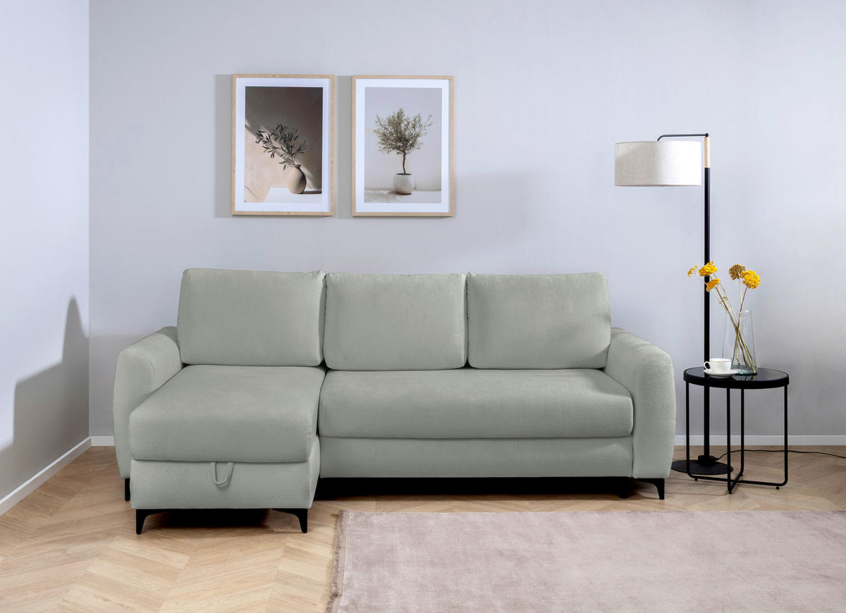 ECKSOFA Moli Dunkelgrau  - Dunkelgrau/Schwarz, Design, Textil/Metall (236/148cm) - MID.YOU