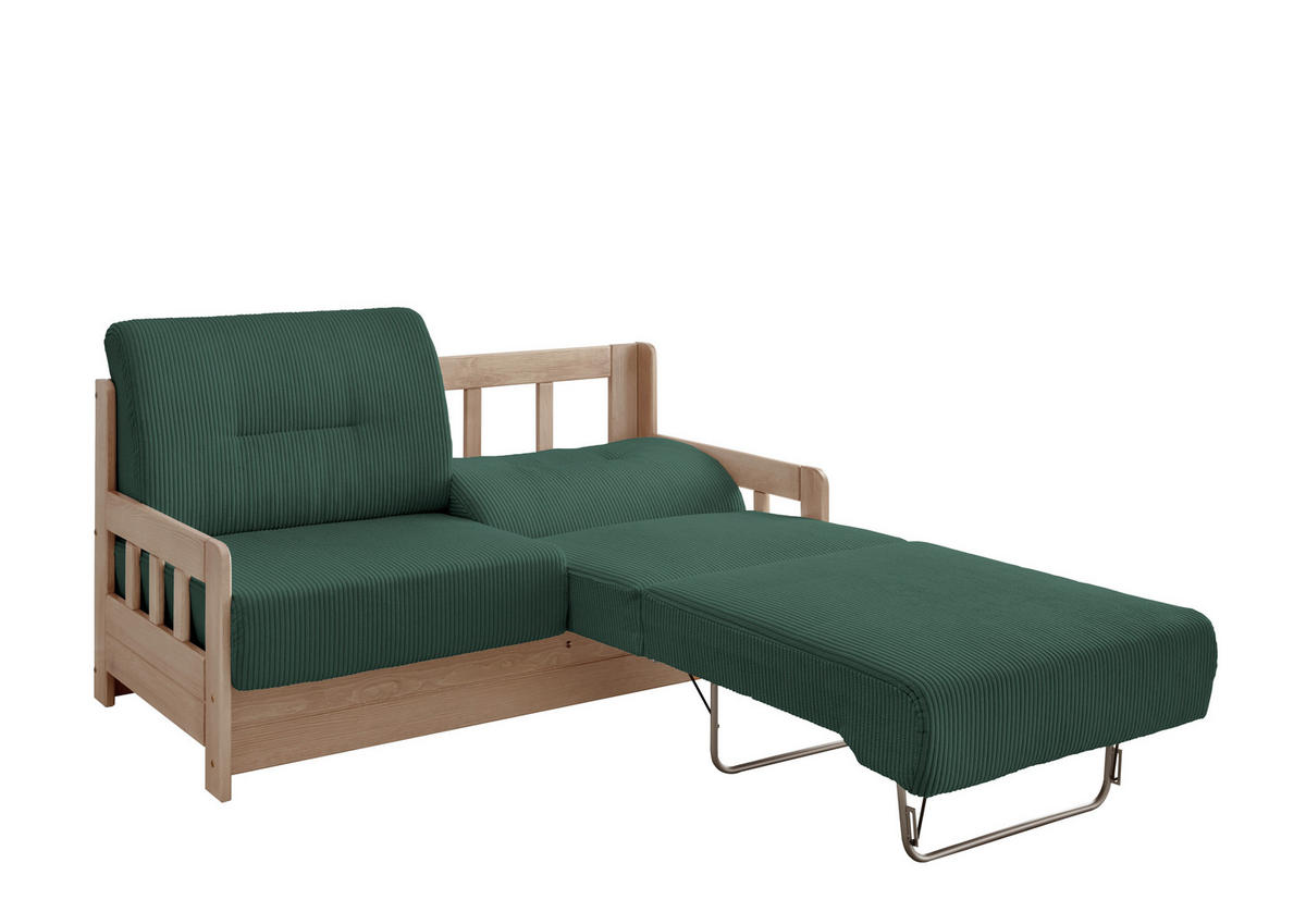 SCHLAFSOFA Cord Naturfarben, Dunkelgrün  - Dunkelgrün/Naturfarben, MODERN, Textil (154/88/90cm) - Livetastic