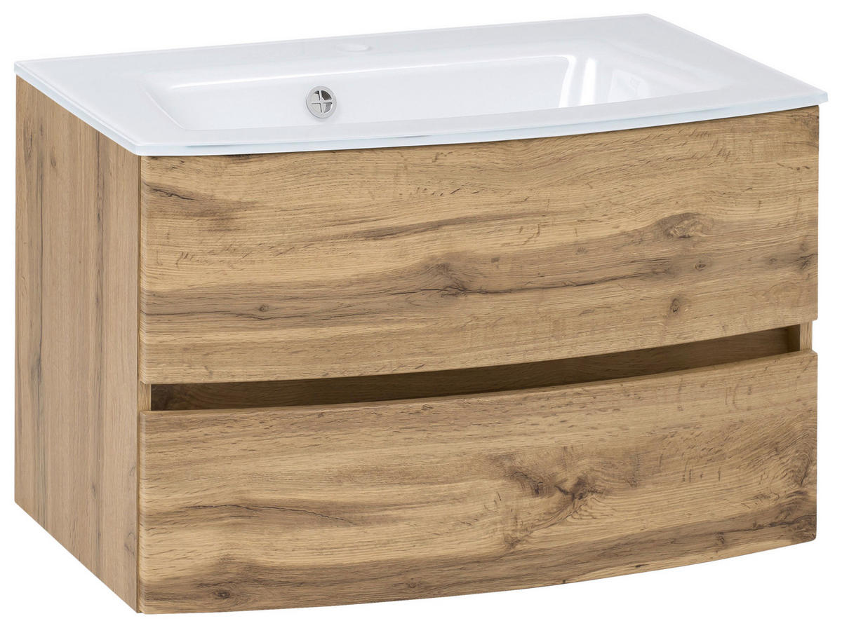 WASCHTISCHKOMBI 80 cm  - Eichefarben/Weiß, KONVENTIONELL, Glas/Holzwerkstoff (80cm) - Held